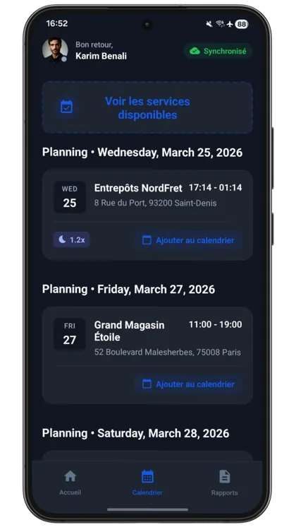 Planning disponible